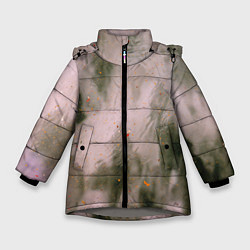 Куртка зимняя для девочки Абстрактный туман и следы красок, цвет: 3D-светло-серый