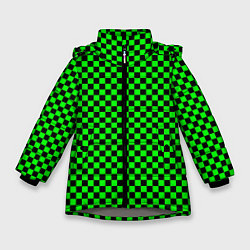 Зимняя куртка для девочки Зелёная шахматка - паттерн