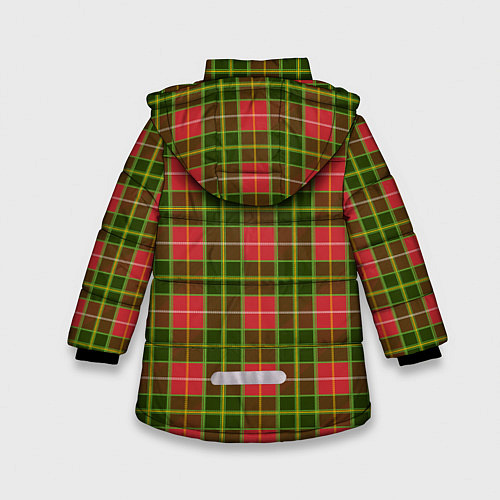 Зимняя куртка для девочки Ткань Шотландка красно-зелёная / 3D-Черный – фото 2