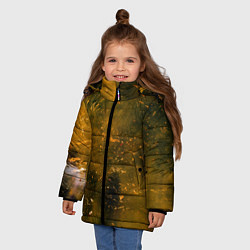 Куртка зимняя для девочки Чёрный туман и золотые краски, цвет: 3D-светло-серый — фото 2