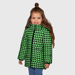 Куртка зимняя для девочки Чёрно-зелёная оптическая иллюзия, цвет: 3D-красный — фото 2