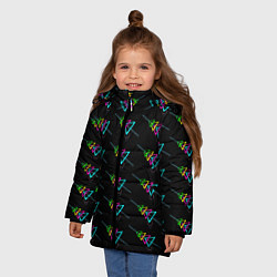 Куртка зимняя для девочки Colored triangles, цвет: 3D-светло-серый — фото 2