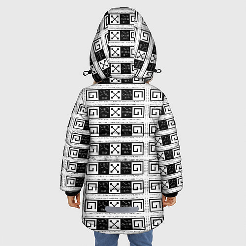Зимняя куртка для девочки Signs hieroglyphs / 3D-Светло-серый – фото 4