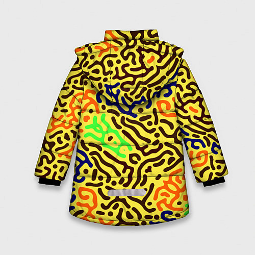 Зимняя куртка для девочки Абстрактные кислотные полосы / 3D-Красный – фото 2