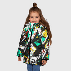 Куртка зимняя для девочки Абстракция-взрыв эмоций, цвет: 3D-светло-серый — фото 2