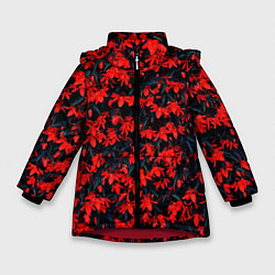Куртка зимняя для девочки Красные бегонии, цвет: 3D-красный