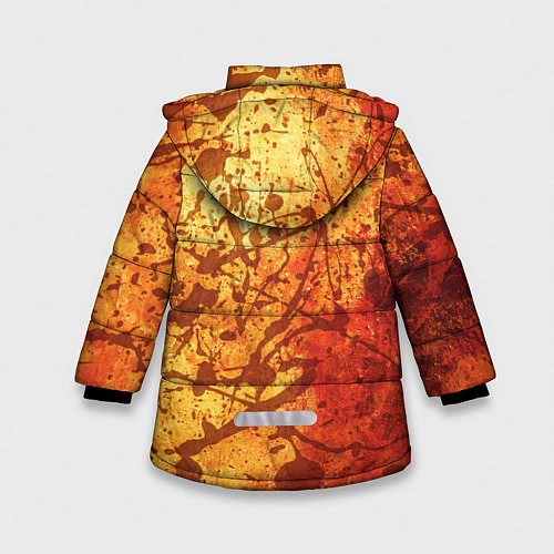 Зимняя куртка для девочки Текстура - Orange in dark splashes / 3D-Черный – фото 2