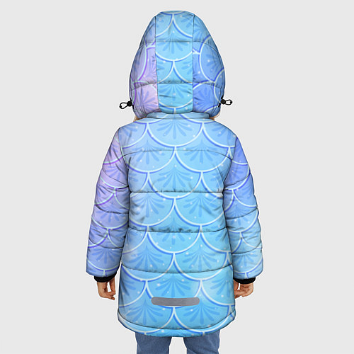 Зимняя куртка для девочки Голубая чешуя русалки - паттерн / 3D-Красный – фото 4