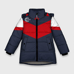 Куртка зимняя для девочки FIRM темно-синий с красной полосой, цвет: 3D-светло-серый