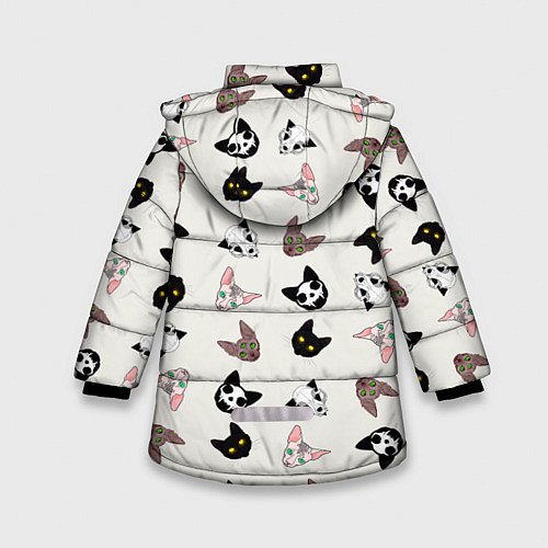 Зимняя куртка для девочки Эстетика: разные коты / 3D-Черный – фото 2