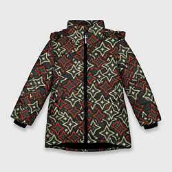 Куртка зимняя для девочки Четырехугольные звезды, цвет: 3D-черный