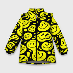 Зимняя куртка для девочки Кислотный желтый смайлик