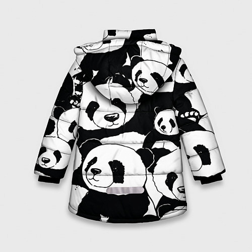 Зимняя куртка для девочки С пандами паттерн / 3D-Черный – фото 2