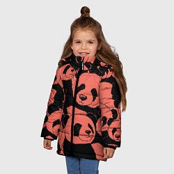 Куртка зимняя для девочки С красными пандами, цвет: 3D-черный — фото 2