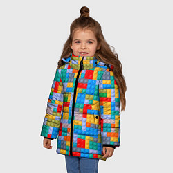 Куртка зимняя для девочки Детский конструктор - текстура, цвет: 3D-красный — фото 2