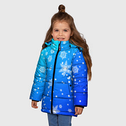 Куртка зимняя для девочки Снежинки на голубом фоне, цвет: 3D-красный — фото 2
