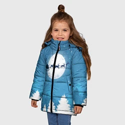 Куртка зимняя для девочки Новогодняя сказка дед мороз, цвет: 3D-черный — фото 2
