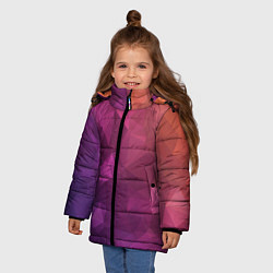 Куртка зимняя для девочки Разноцветные полигоны, цвет: 3D-черный — фото 2