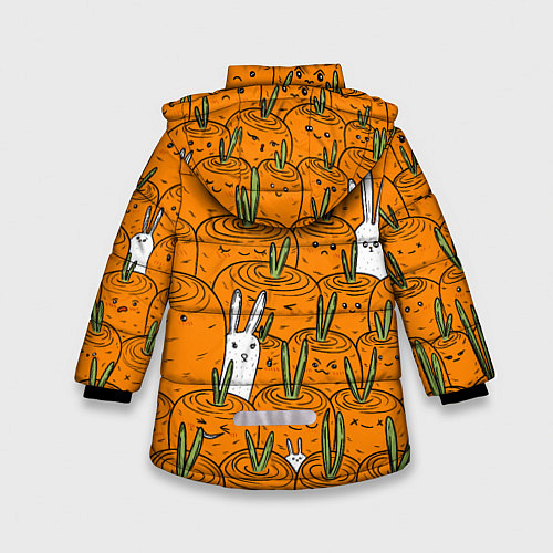 Зимняя куртка для девочки Милые кролики в морковном поле / 3D-Черный – фото 2