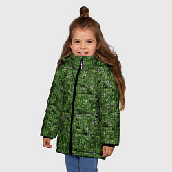 Куртка зимняя для девочки Милитари иероглифы, цвет: 3D-светло-серый — фото 2