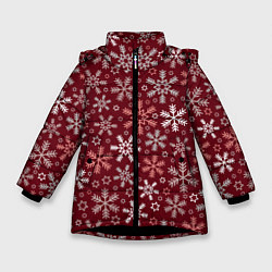 Куртка зимняя для девочки Новогодний узор из снежинок, цвет: 3D-черный