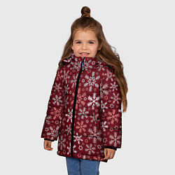 Куртка зимняя для девочки Новогодний узор из снежинок, цвет: 3D-светло-серый — фото 2