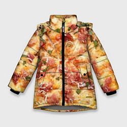 Куртка зимняя для девочки Вкусная пицца, цвет: 3D-светло-серый
