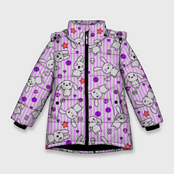 Зимняя куртка для девочки Кролики - текстура на розовом фоне