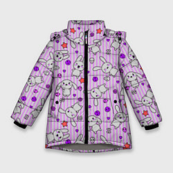 Зимняя куртка для девочки Кролики - текстура на розовом фоне
