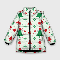 Зимняя куртка для девочки Праздничные ёлочки