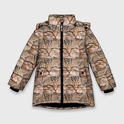 Куртка зимняя для девочки Кот - Гипнокот, цвет: 3D-черный