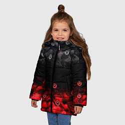 Куртка зимняя для девочки Генезис абстракция и смайлы, цвет: 3D-черный — фото 2