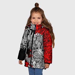 Куртка зимняя для девочки Самурай и драконы, цвет: 3D-черный — фото 2