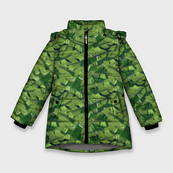 Зимняя куртка для девочки Милитари перо двухцветное