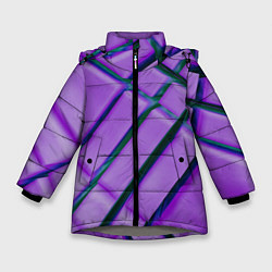 Зимняя куртка для девочки Фиолетовый фон и тёмные линии