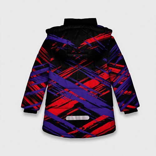 Зимняя куртка для девочки Пересечение красных и синих / 3D-Черный – фото 2