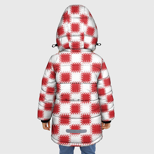 Зимняя куртка для девочки Красно-белый узор / 3D-Светло-серый – фото 4