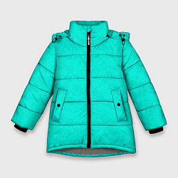 Куртка зимняя для девочки Яркий бирюзовый текстурированный, цвет: 3D-светло-серый