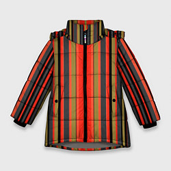 Зимняя куртка для девочки Вертикальные полосы в оранжево-коричневых тонах