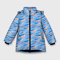 Зимняя куртка для девочки Плывущие девушки на голубом фоне