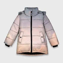 Куртка зимняя для девочки Мистические облака среди гор, цвет: 3D-черный
