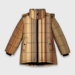 Зимняя куртка для девочки Золотистые и серые линии в геометрии