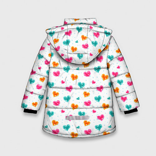 Зимняя куртка для девочки Горячие сердца / 3D-Черный – фото 2