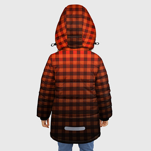 Зимняя куртка для девочки Красно-черный узор в клетку / 3D-Красный – фото 4