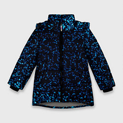 Куртка зимняя для девочки Неоновый синий блеск на черном фоне, цвет: 3D-светло-серый