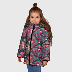 Куртка зимняя для девочки Паттерн сердца и узоры, цвет: 3D-черный — фото 2