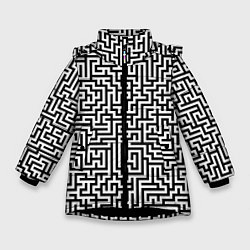 Зимняя куртка для девочки Черно-белый лабиринт