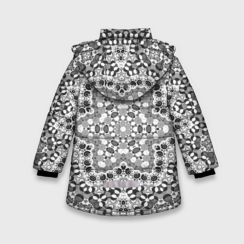Зимняя куртка для девочки Черно-белый орнамент мандала / 3D-Черный – фото 2