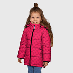 Куртка зимняя для девочки Красный паттерн с мелкими сердечками, цвет: 3D-черный — фото 2
