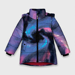 Куртка зимняя для девочки Ручная роспись галактики акварелью, цвет: 3D-красный